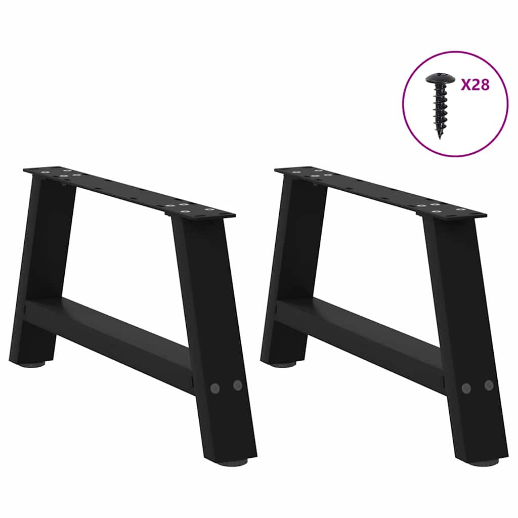 Pés para mesa de centro em formato a, 2 peças, preto, 60x(30-31) cm, aço