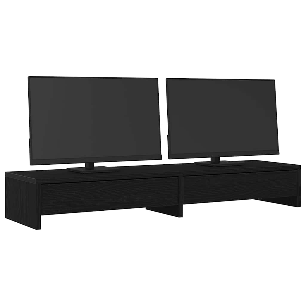 Suporte para monitor com gavetas deriv. madeira carvalho preto