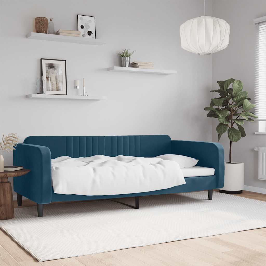 Sofá-cama 90x200 cm veludo azul