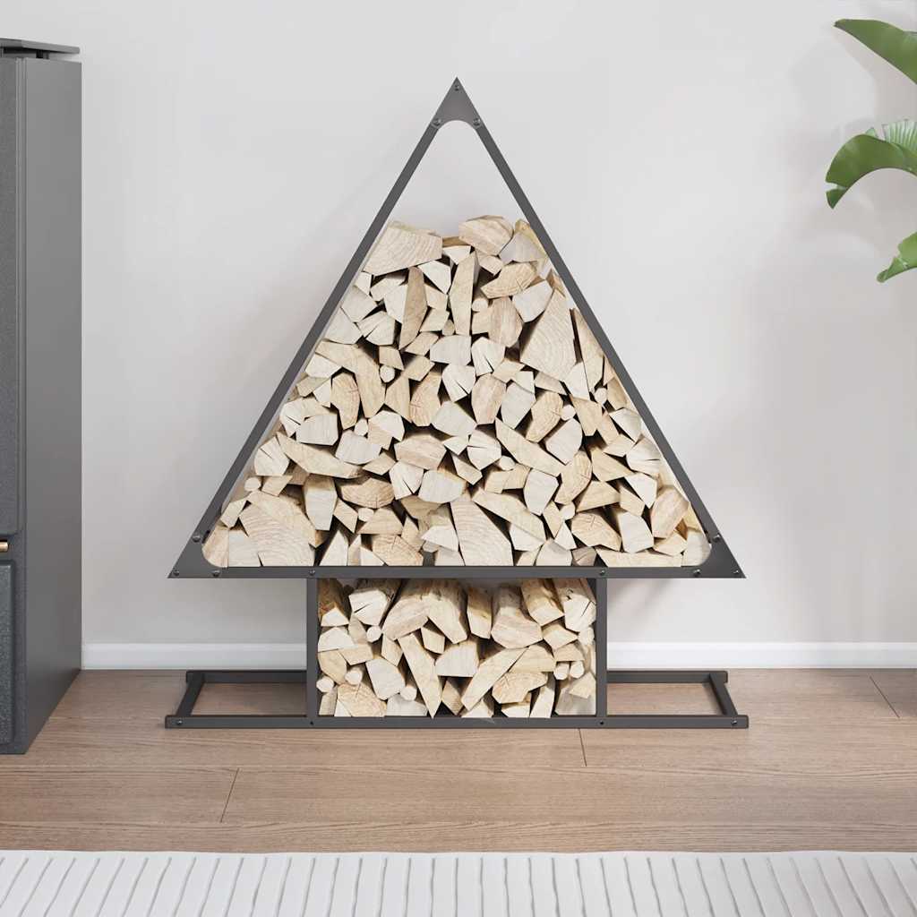Suporte para lenha 80x25x90 cm aço laminado a frio preto