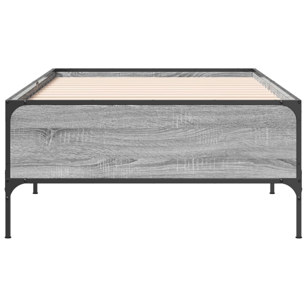 Estrutura cama 100x200 cm derivados madeira/metal cinza sonoma