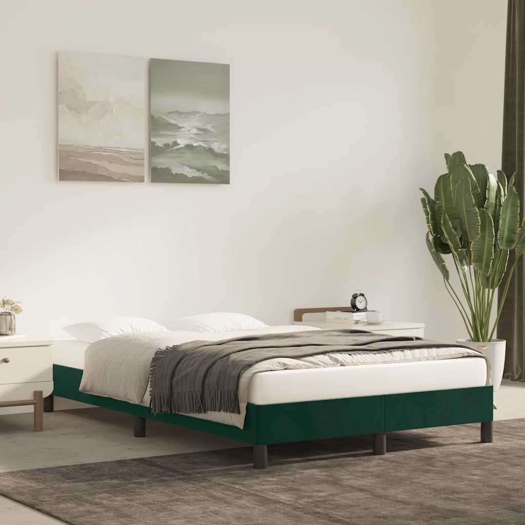 Estrutura de cama sem colchão 120x200 cm veludo verde-escuro