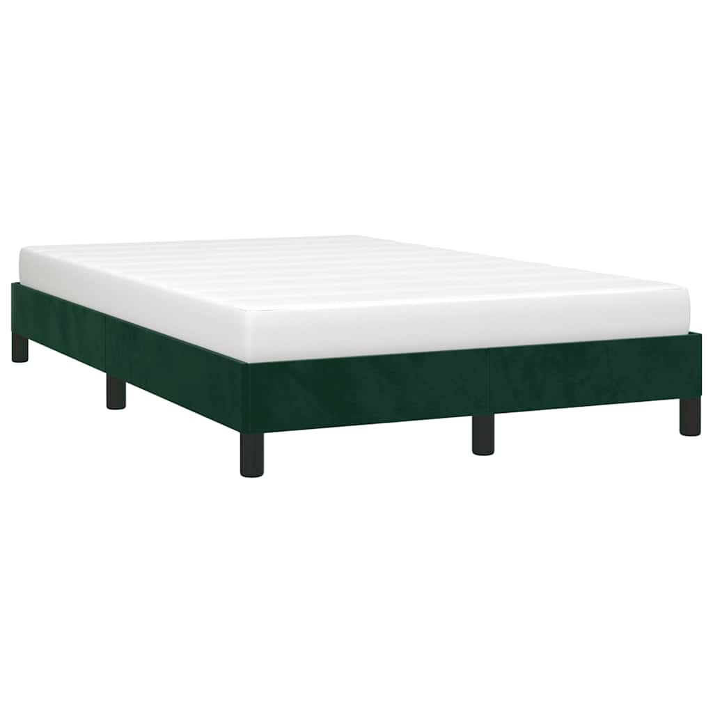 Estrutura de cama sem colchão 120x200 cm veludo verde-escuro