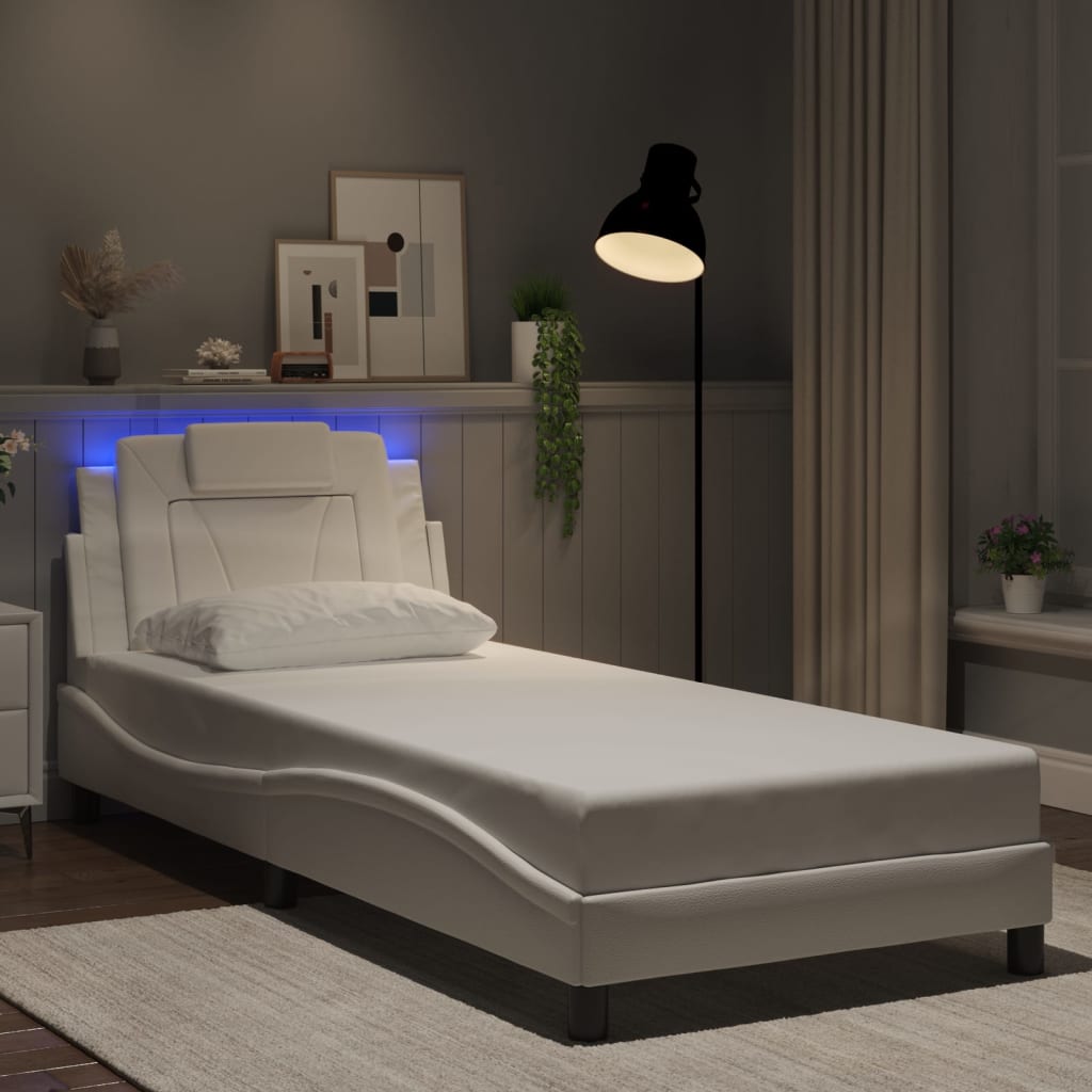 Estrutura de cama viana com LED sem colchão 90x190cm branco