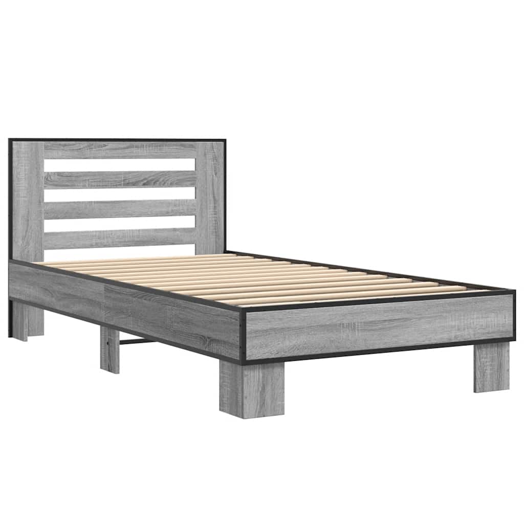 Estrutura cama 100x200 cm derivados madeira/metal cinza sonoma