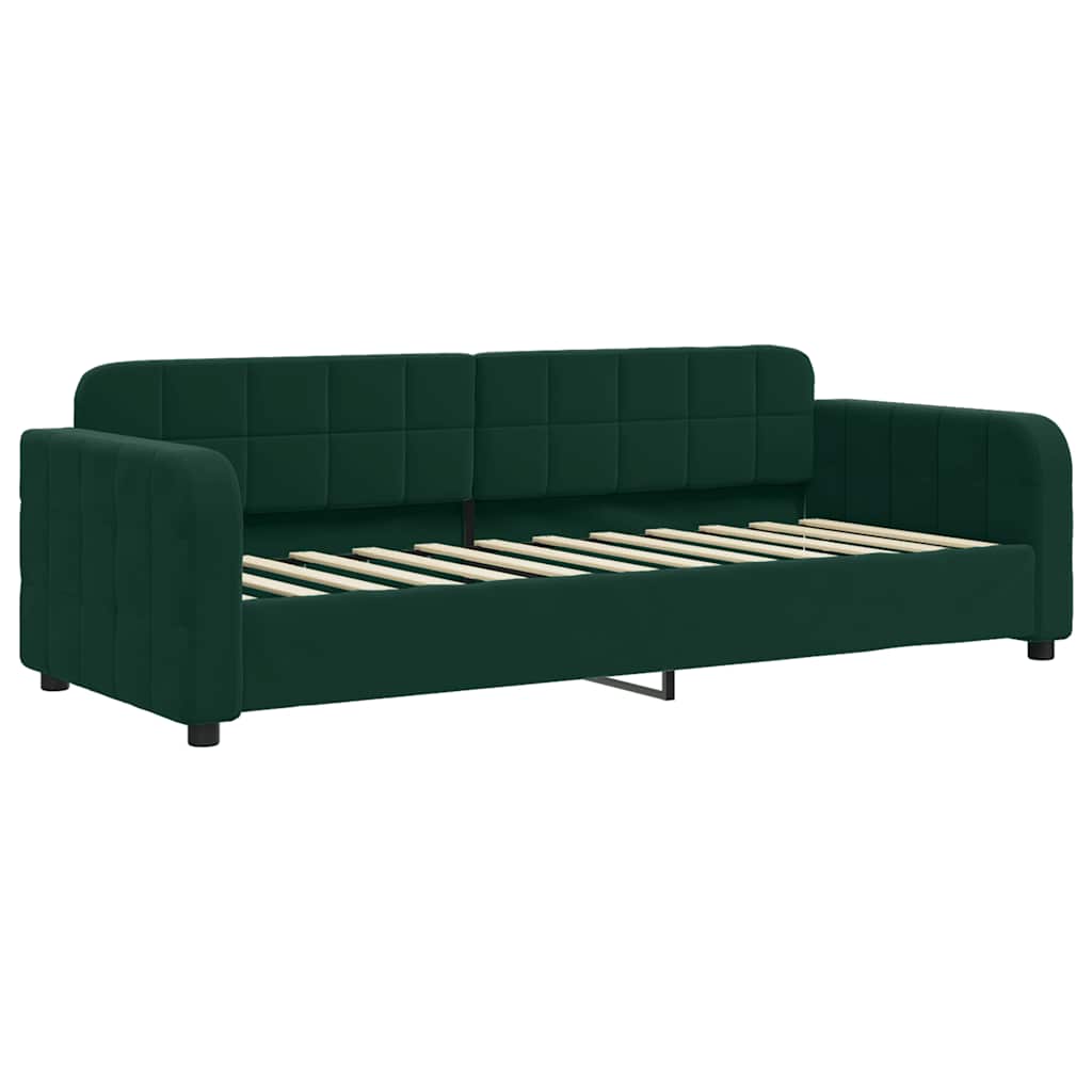 Sofá-cama com colchão 80x200 cm veludo verde-escuro