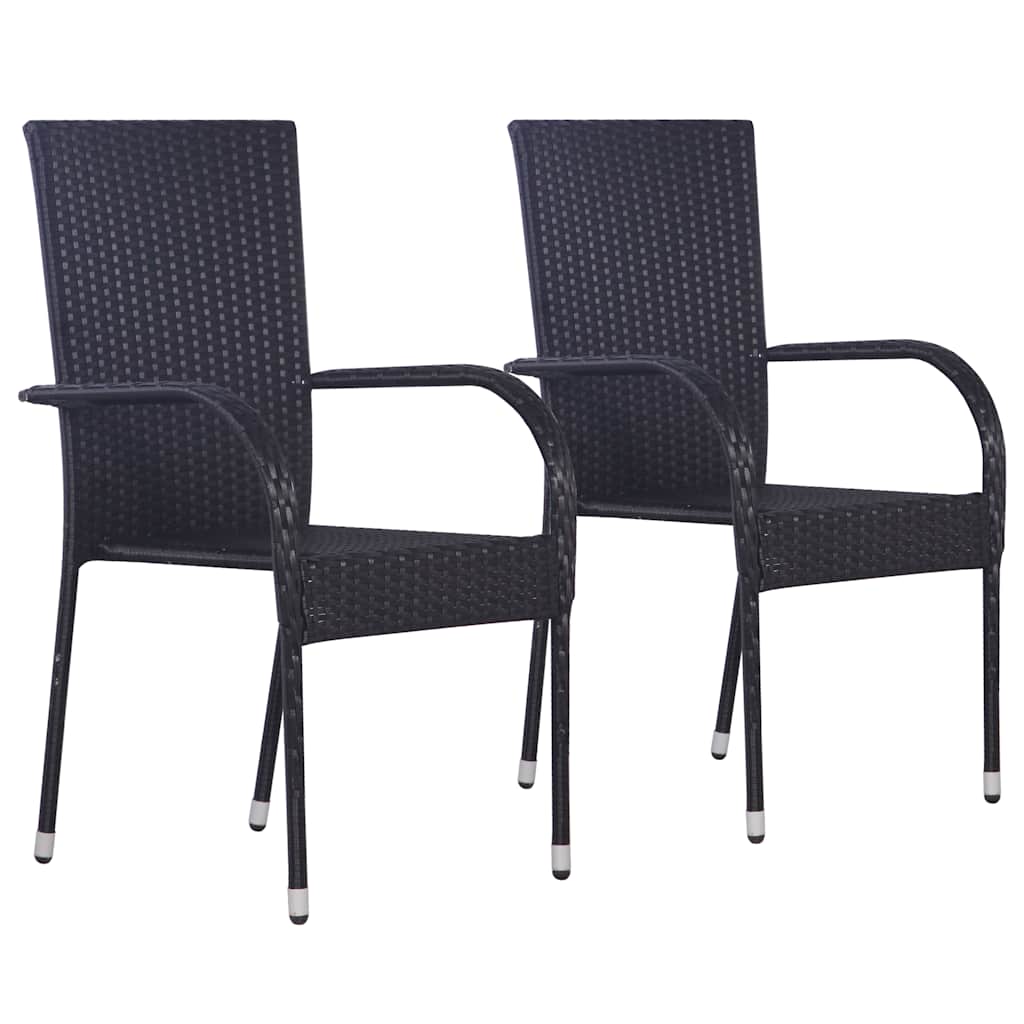 3 Pcs conjunto de jantar para jardim preto