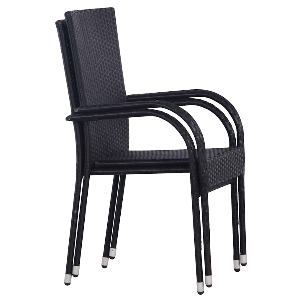 3 Pcs conjunto de jantar para jardim preto