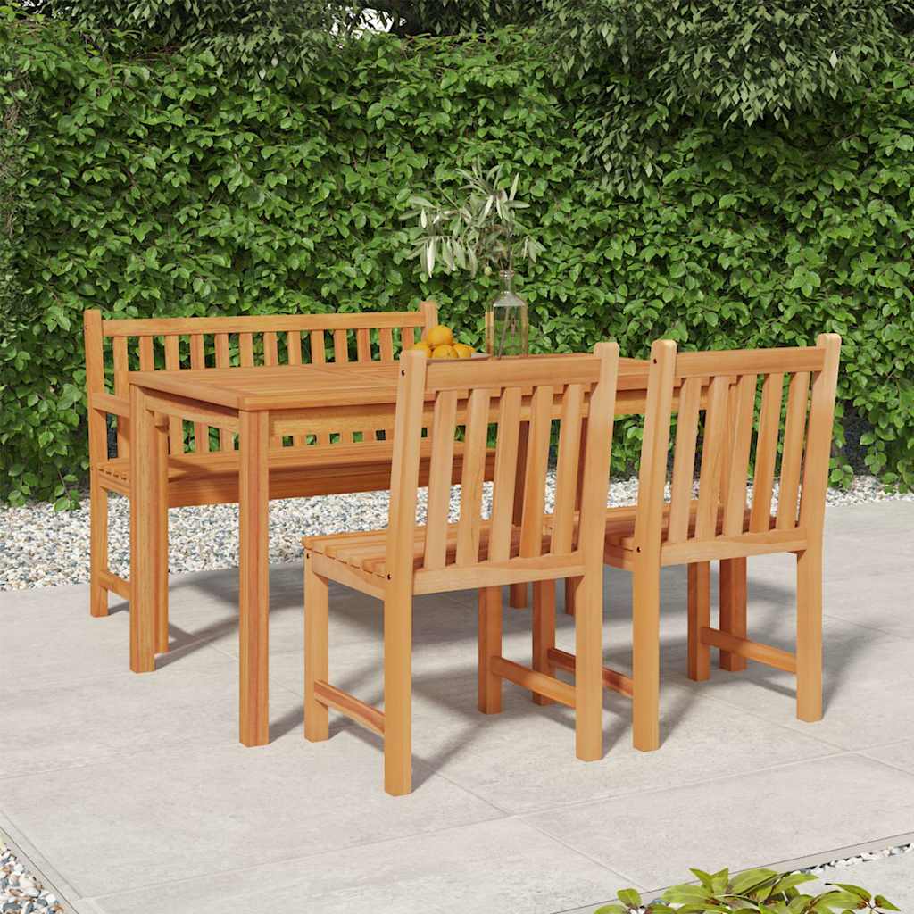 4 Pcs conjunto de jantar p/ jardim madeira de teca maciça