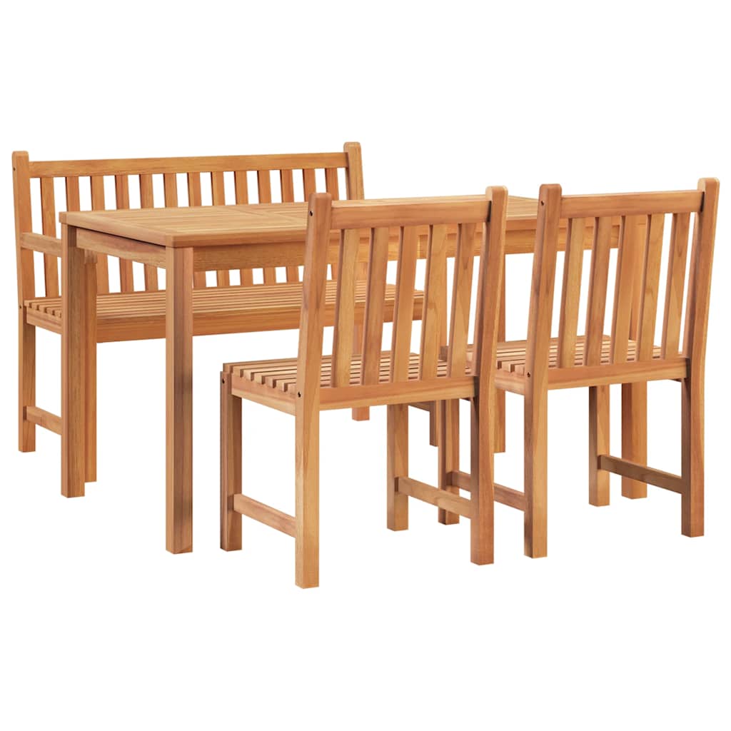 4 Pcs conjunto de jantar p/ jardim madeira de teca maciça
