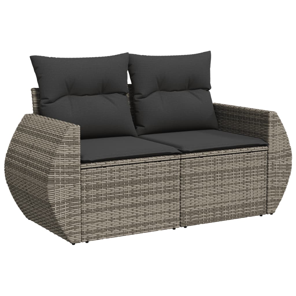 11 Pcs conjunto sofás de jardim c/ almofadões vime PE cinzento