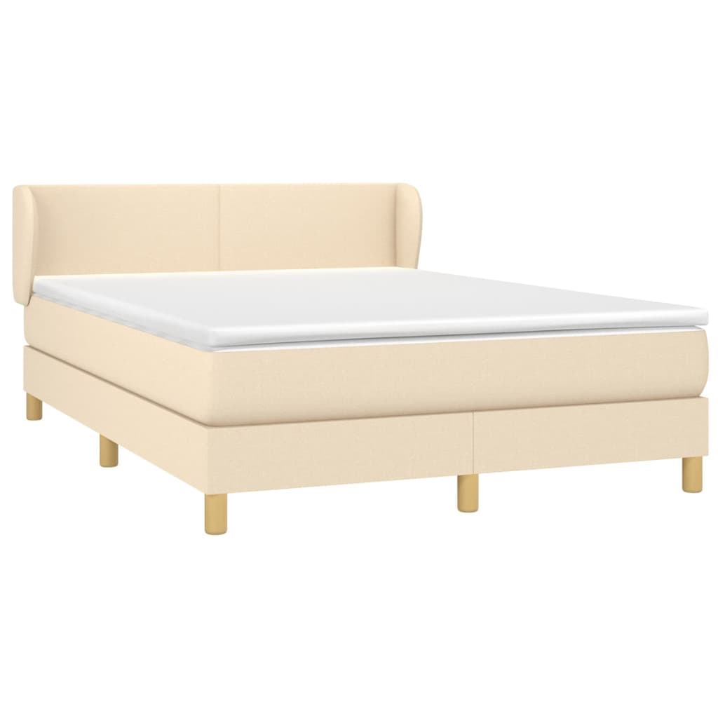 Cama com molas/colchão 140x190 cm tecido cor creme