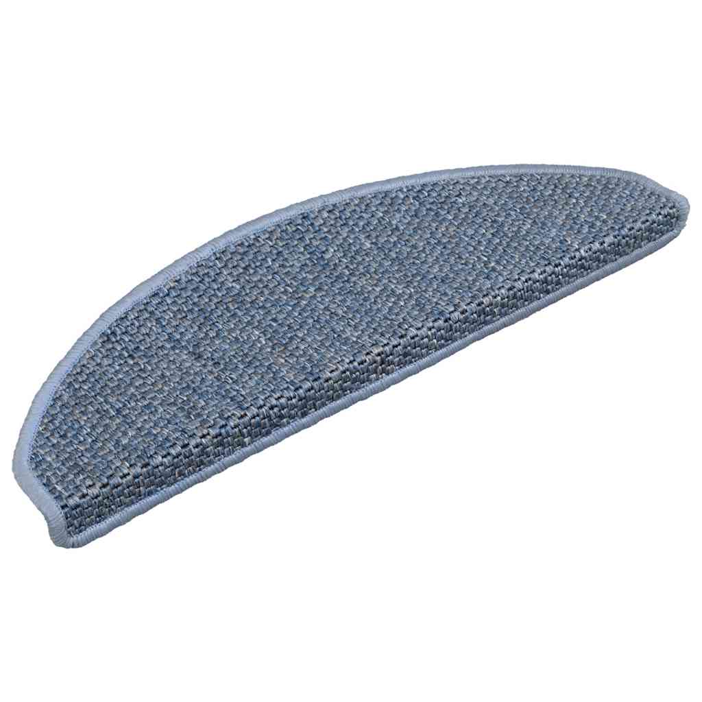 Tapetes escada adesivos aspeto sisal 15 pcs 65x21x4 cm azul