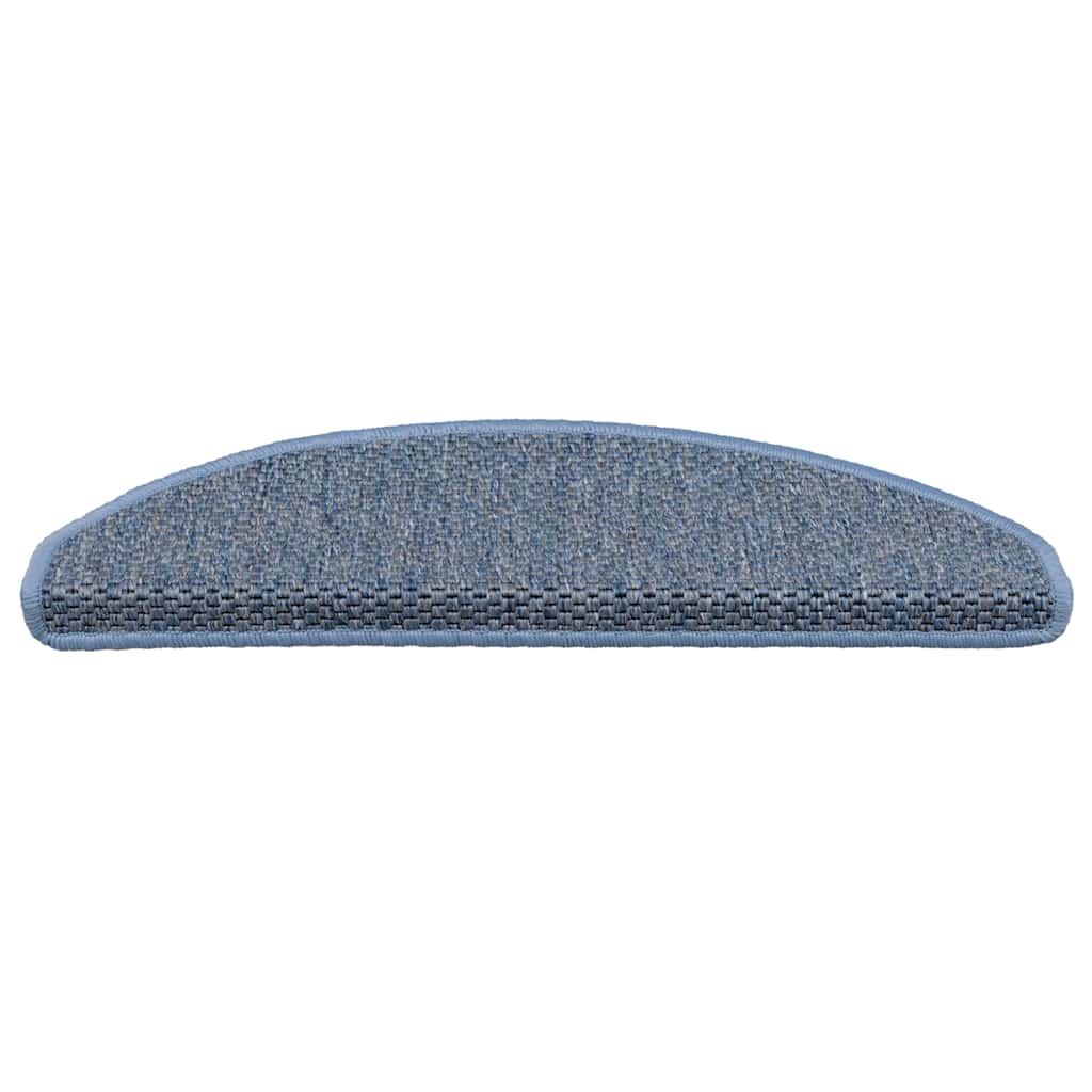 Tapetes escada adesivos aspeto sisal 15 pcs 65x21x4 cm azul