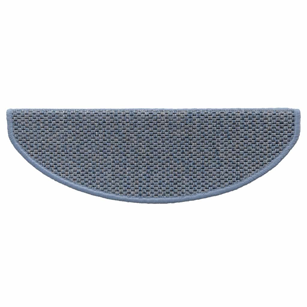Tapetes escada adesivos aspeto sisal 15 pcs 65x21x4 cm azul