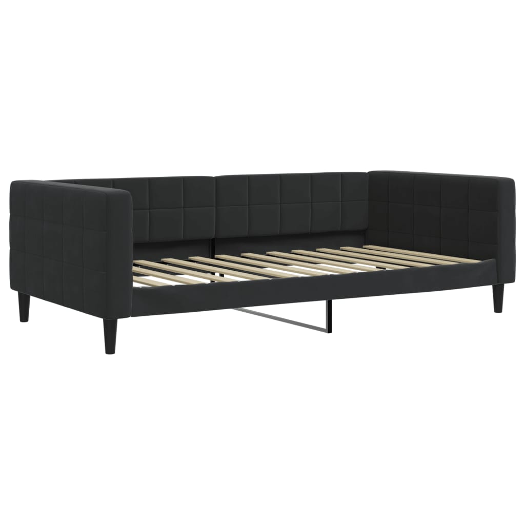 Sofá-cama com gavetão e gavetas 100x200 cm veludo preto