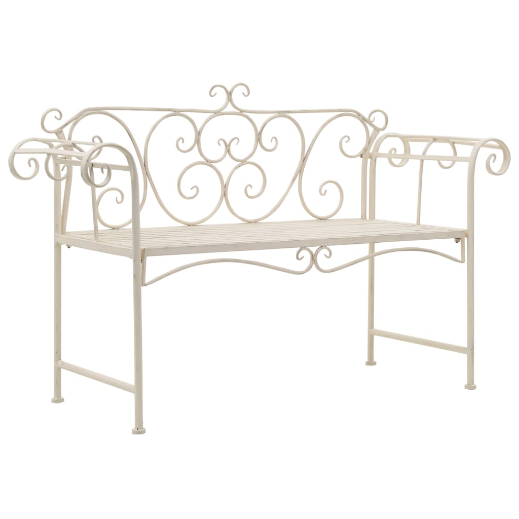 Banco de jardim 132 cm metal antigo branco