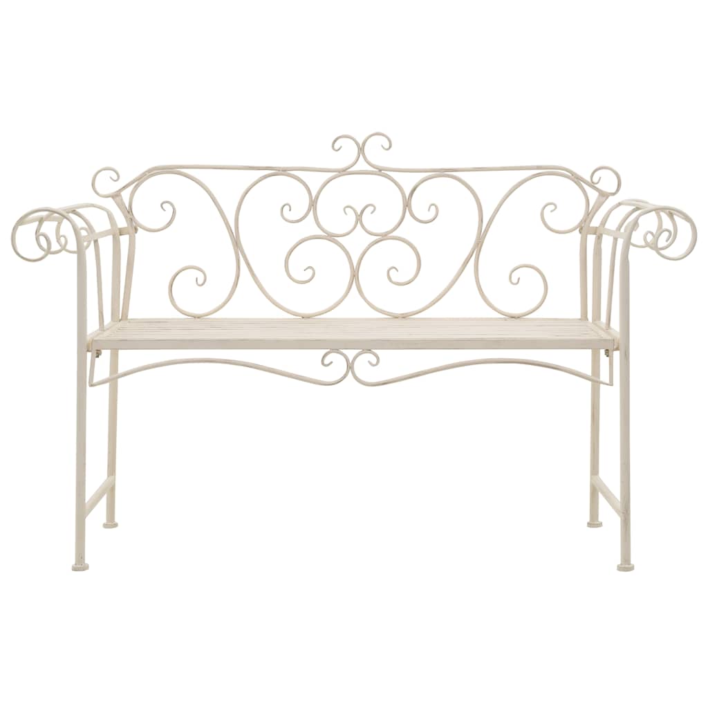 Banco de jardim 132 cm metal antigo branco