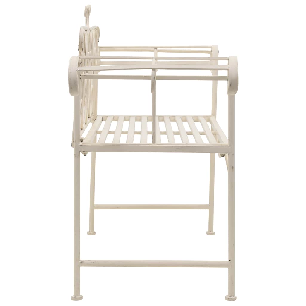 Banco de jardim 132 cm metal antigo branco