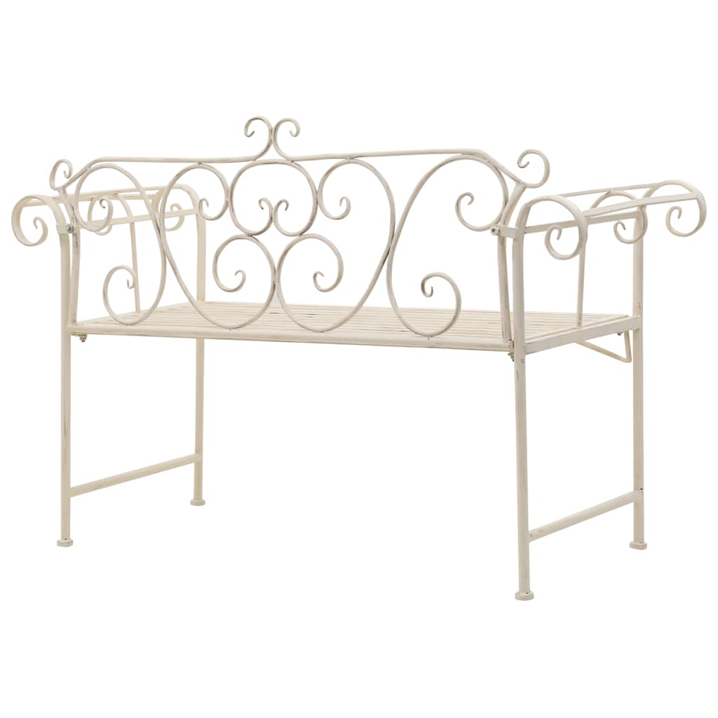 Banco de jardim 132 cm metal antigo branco