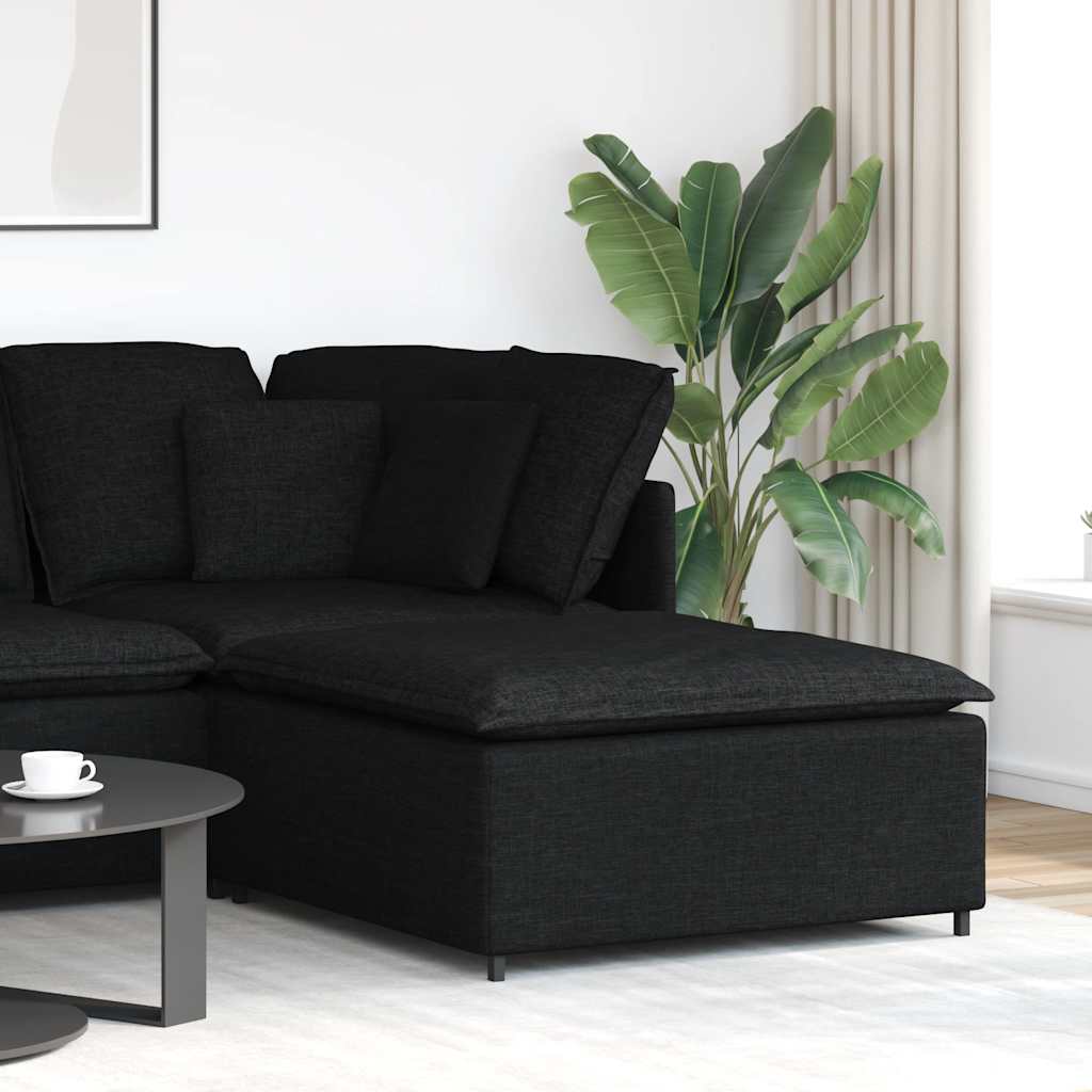 Módulo de pufe modular para sofá preto 100x100x48 cm