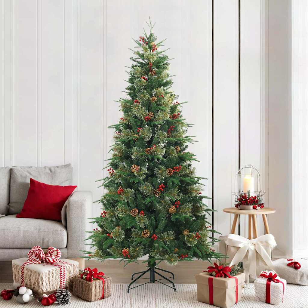 Árvore de natal articulada artificial com suporte verde 210 cm