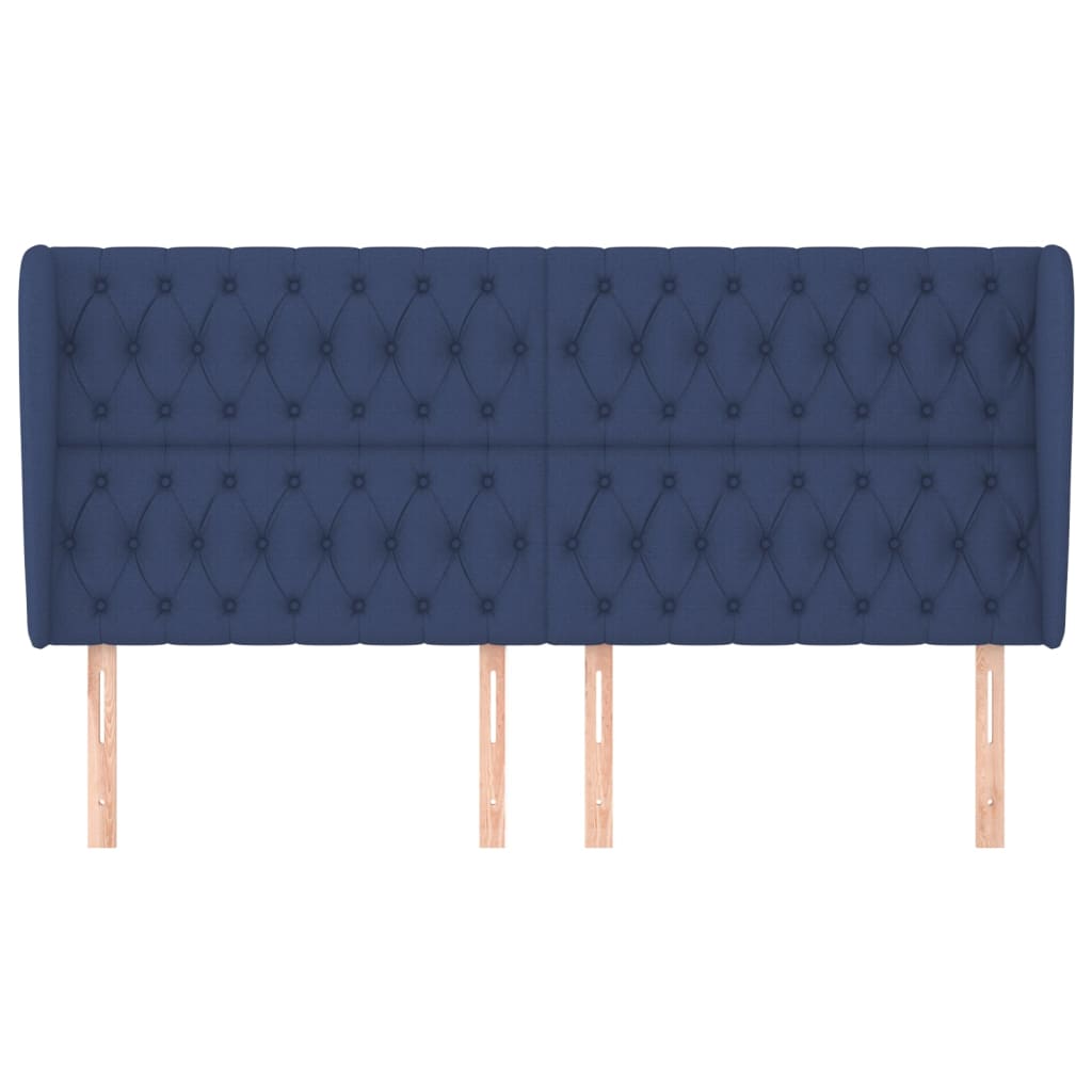 Cabeceira de cama c/ abas tecido 183x23x118/128 cm azul