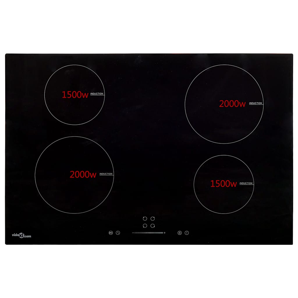 Placa de indução com 4 discos ecrã tátil vidro 7000 w 77 cm