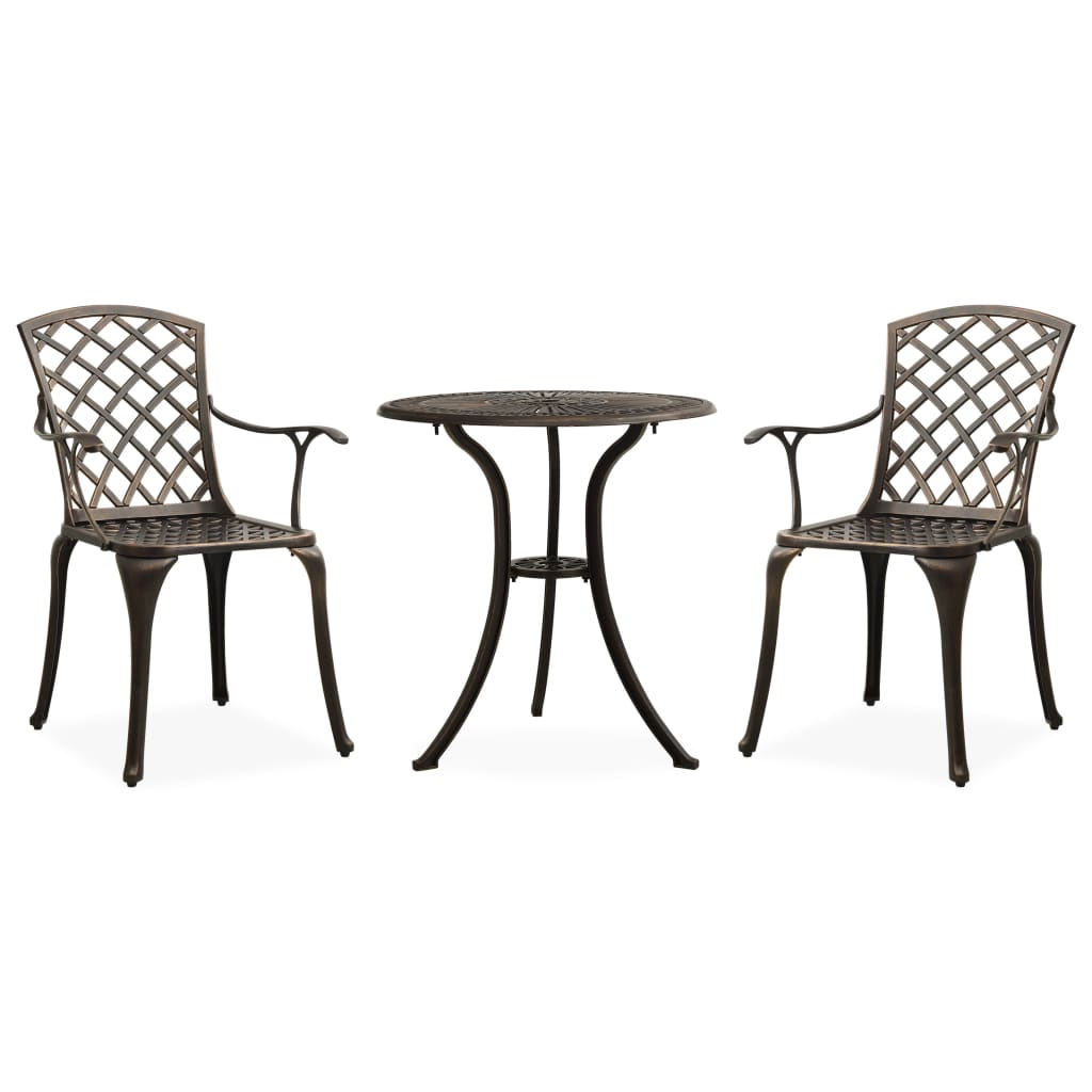 3 Pcs conjunto bistrô alumínio fundido bronze