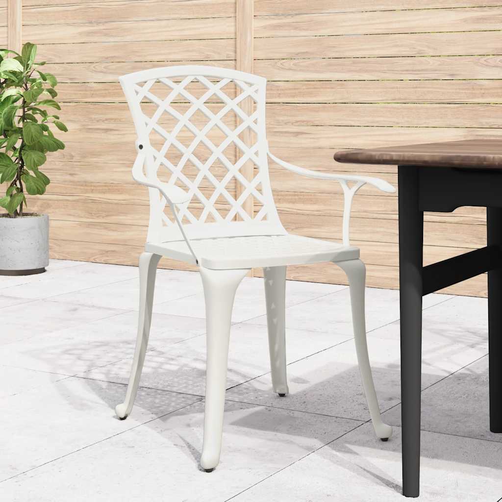 Cadeiras de jardim 6 pcs alumínio fundido branco