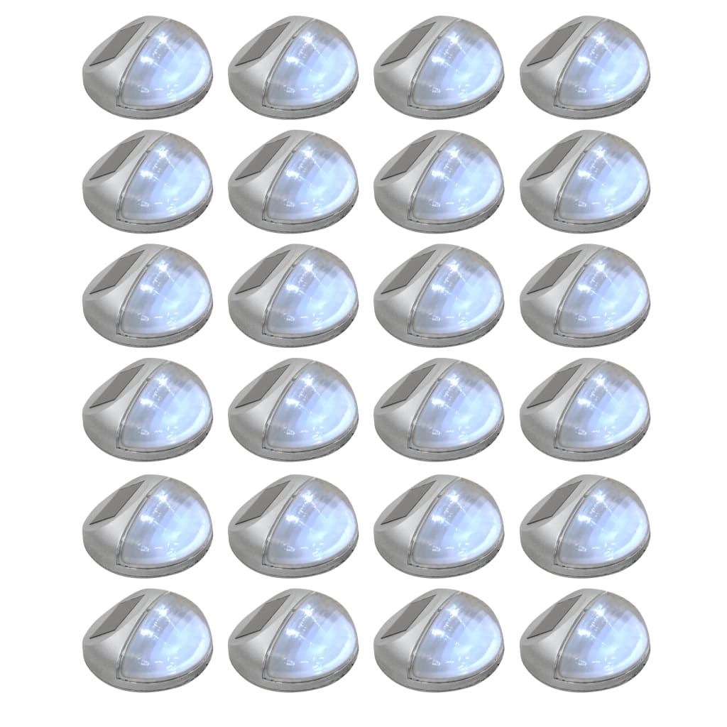 Candeeiro de parede solar LED exterior 24 pcs prateado redondo