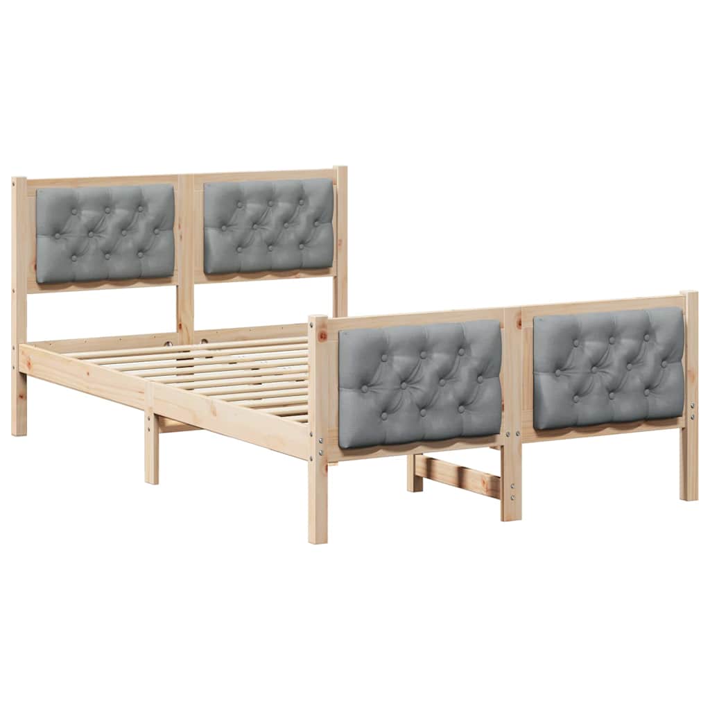 Estrutura da cama com cabeceira cinzento-claro 135 x 190 cm