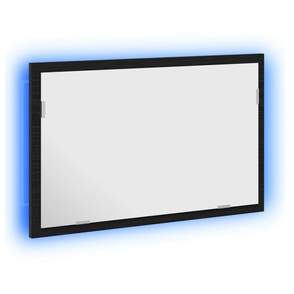 Espelho de banheiro com luzes LED, carvalho preto, 60x8,5x37 cm