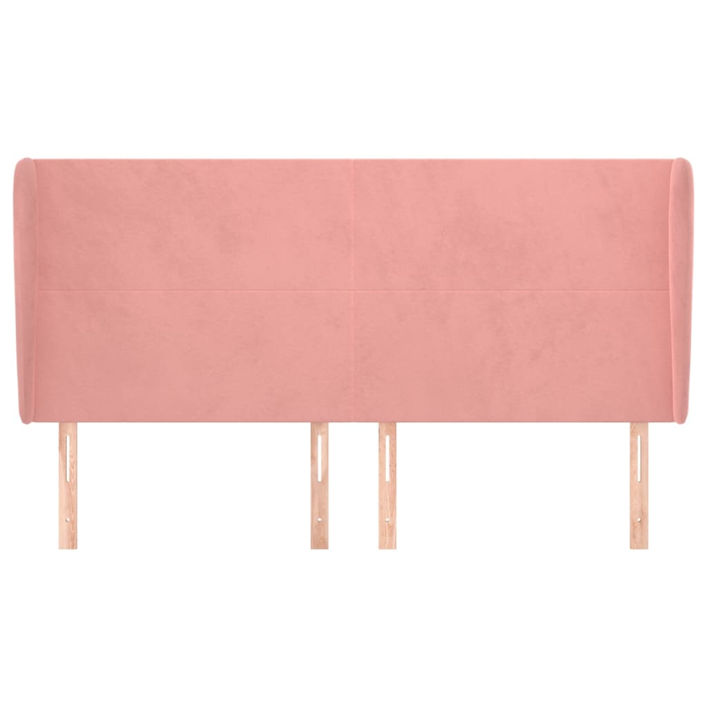 Cabeceira cama c/ abas veludo 203x23x118/128 cm rosa