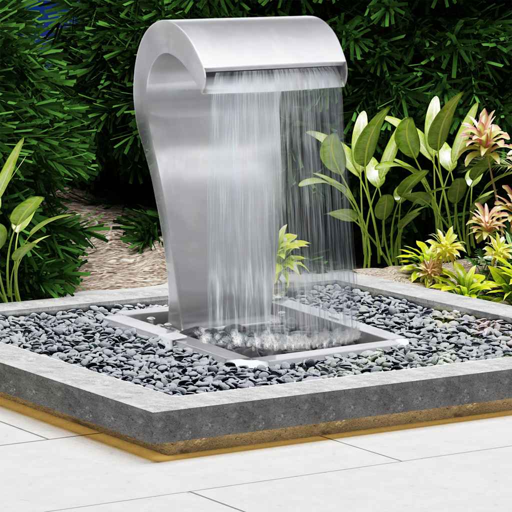 Cascata de jardim 34x49x82 cm aço inoxidável prateado