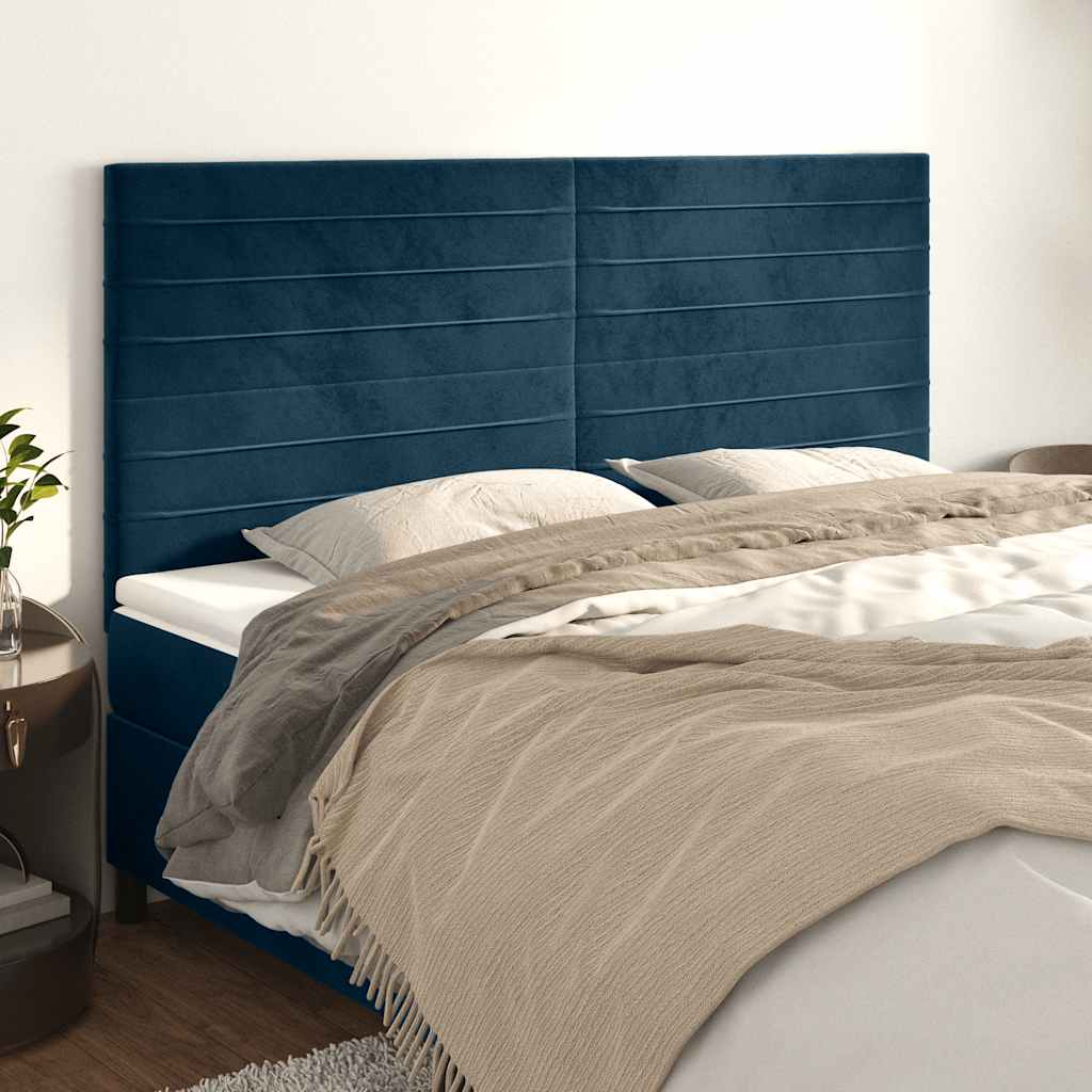 Cabeceira azul escuro 200x5x118/128 cm veludo
