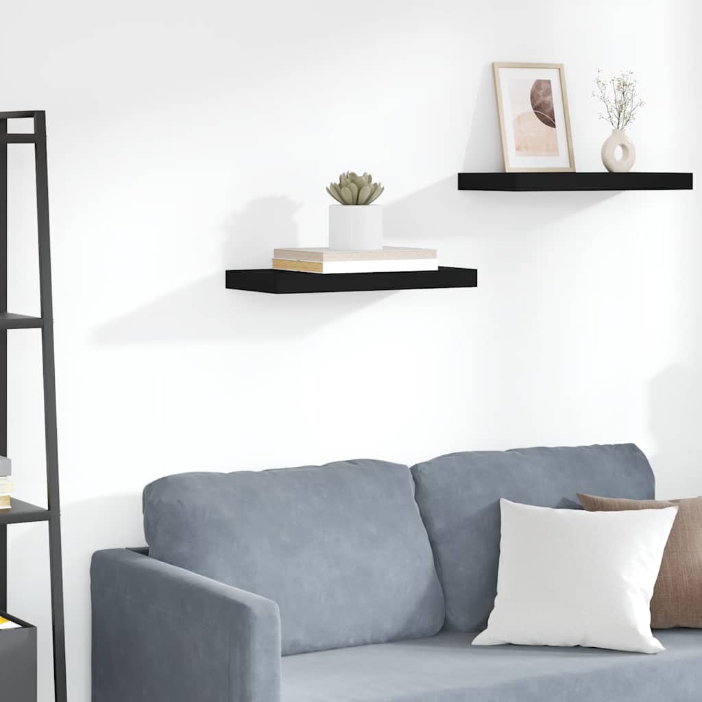 Prateleira de parede suspensa 50x23,5x3,8 cm MDF preto
