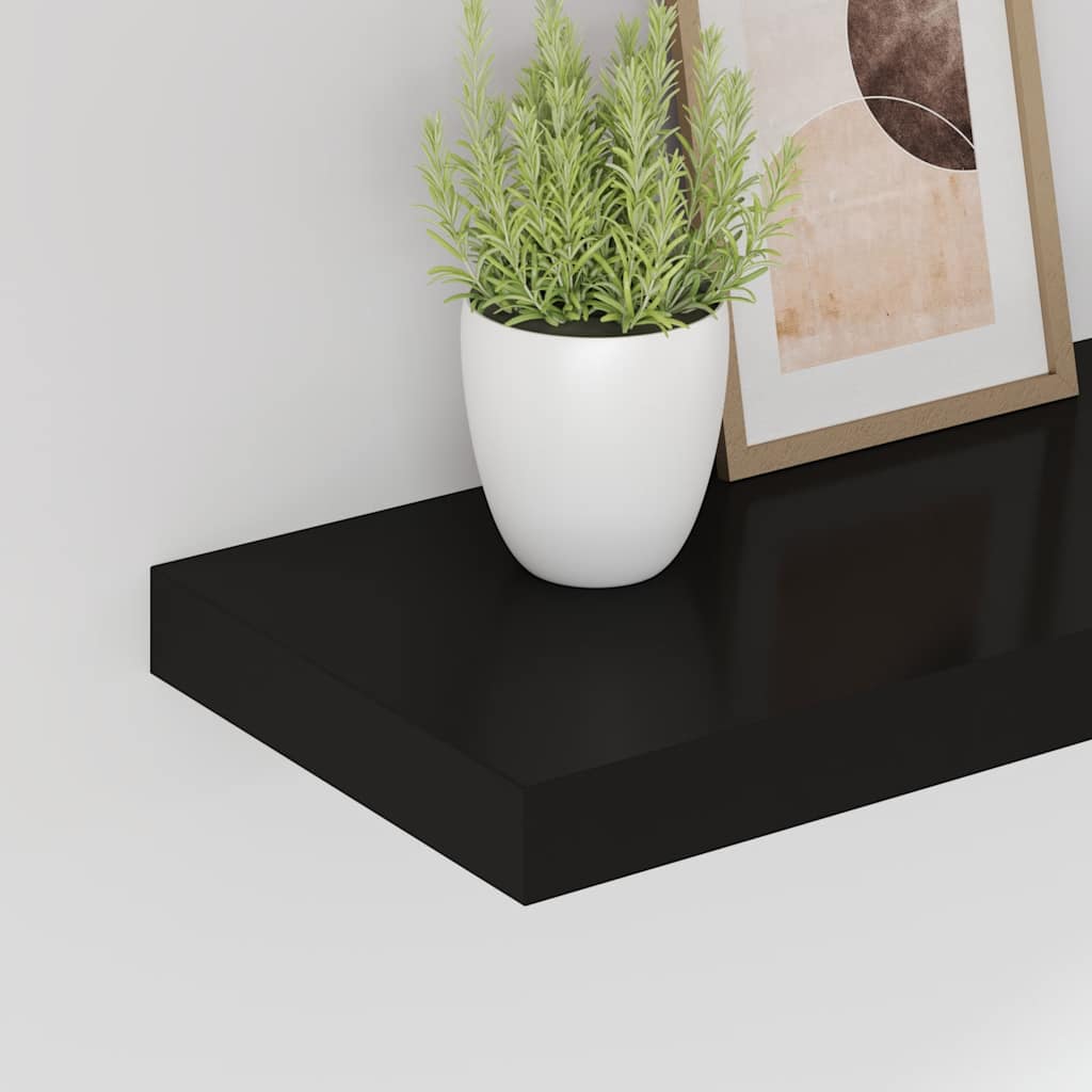 Prateleira de parede suspensa 50x23,5x3,8 cm MDF preto