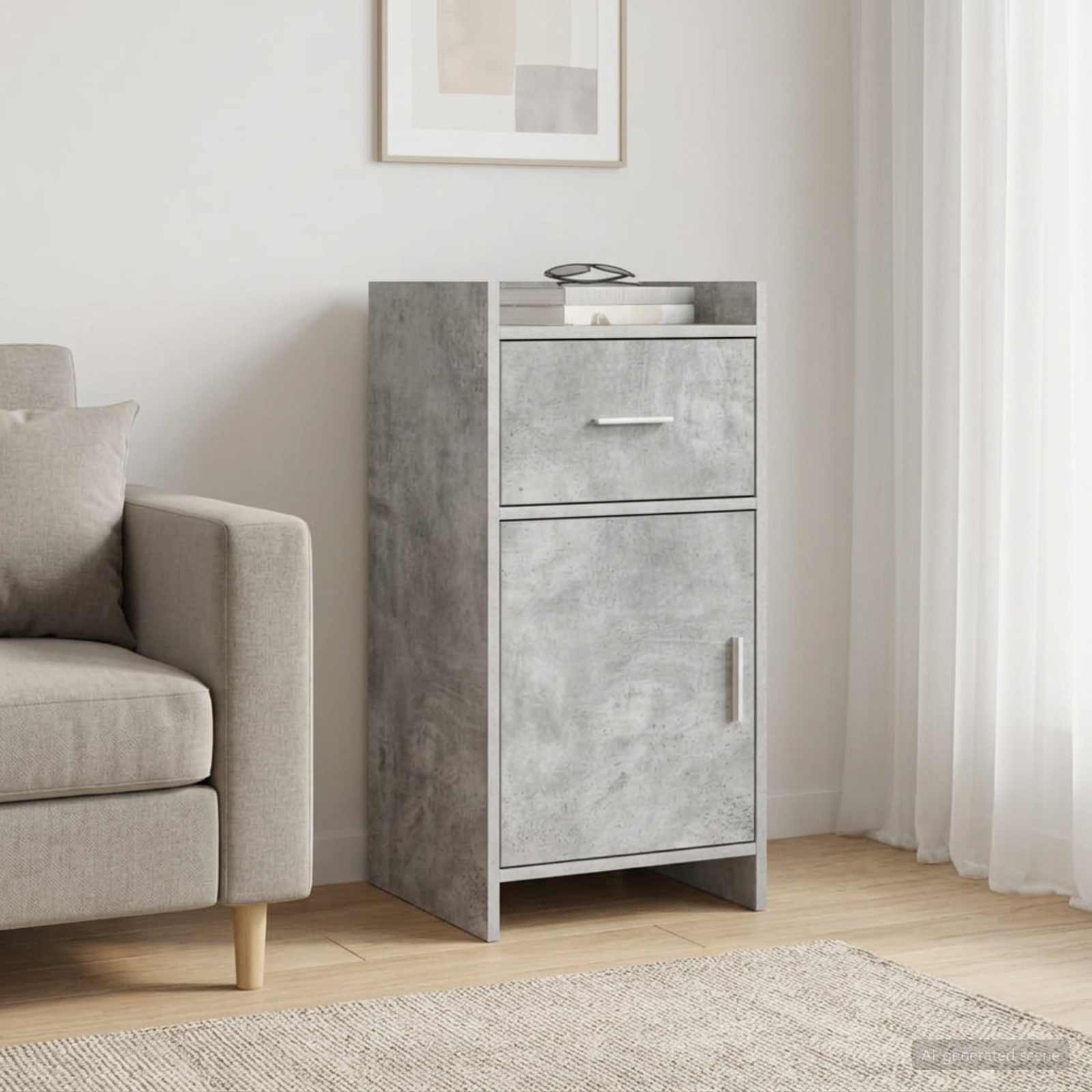 Buffet cinzento cimento 40 x 36 x 80 cm derivados de madeira
