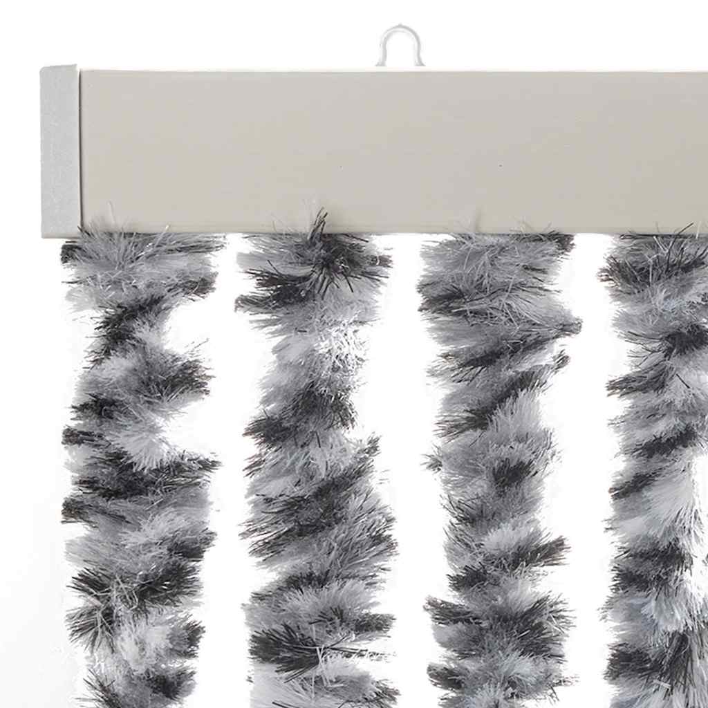 Cortina anti-insetos 90x200 cm chenille cinzento/preto/branco