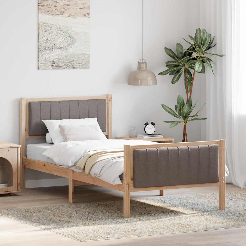 Estrutura da cama com cabeceira marrom e taupe 90 x 200 cm