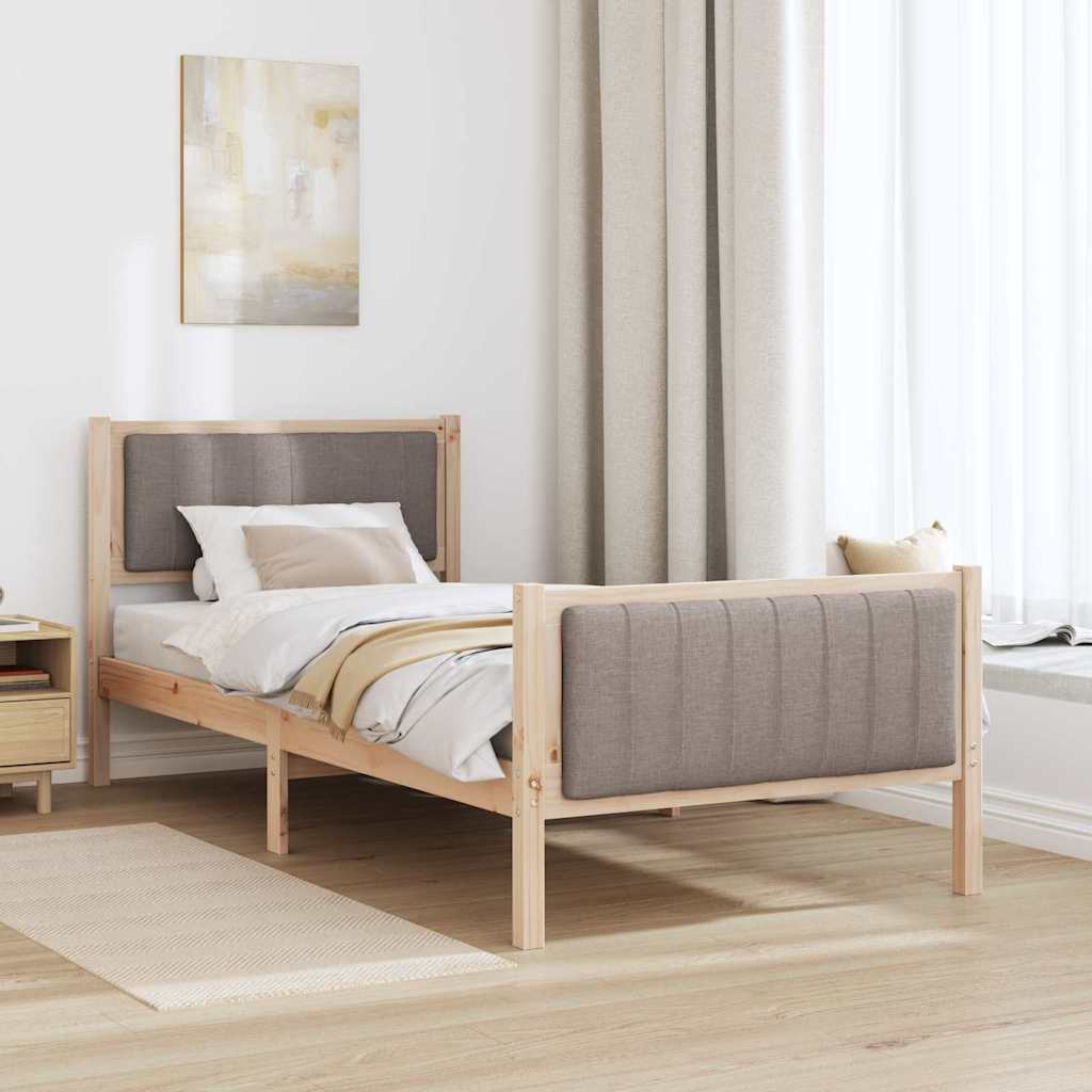 Estrutura da cama com cabeceira marrom e taupe 90 x 200 cm