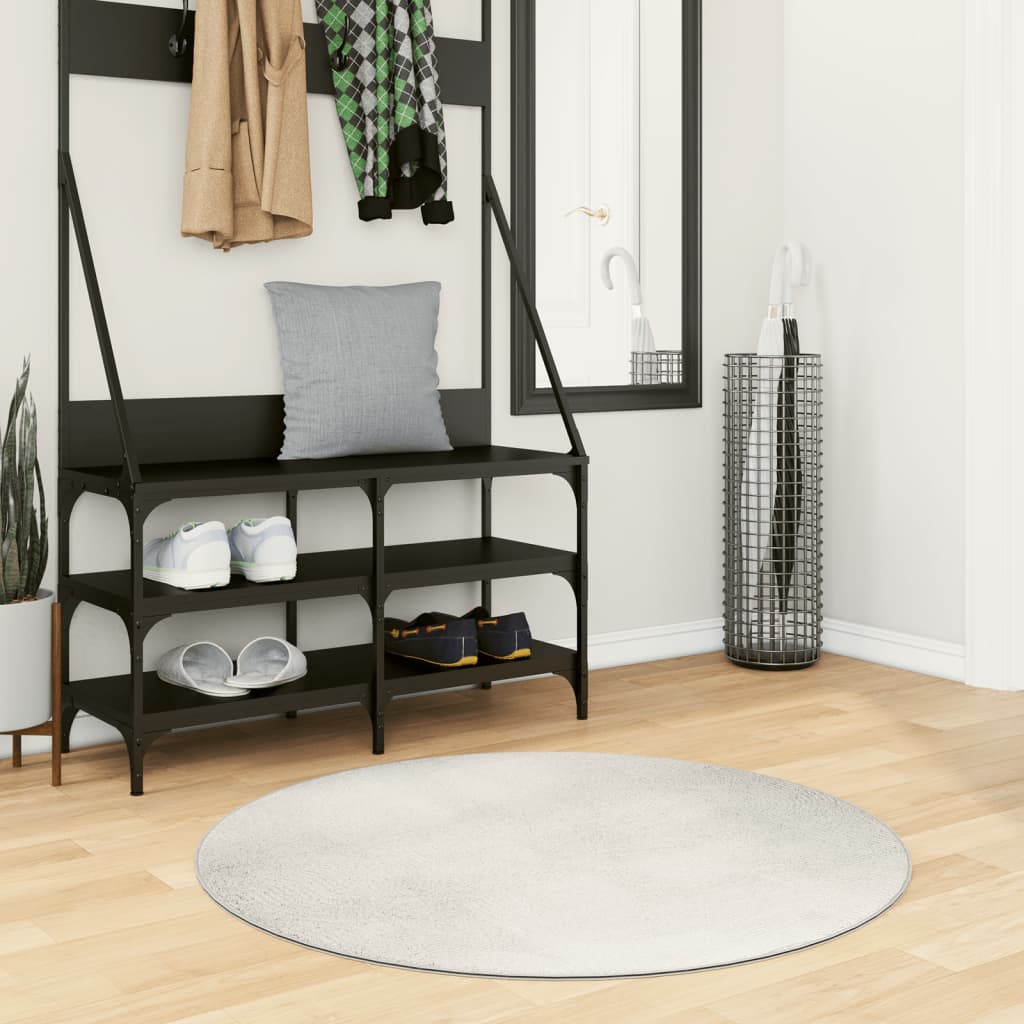 Tapete de pelo curto iza visual escandinavo ø 100 cm cor creme