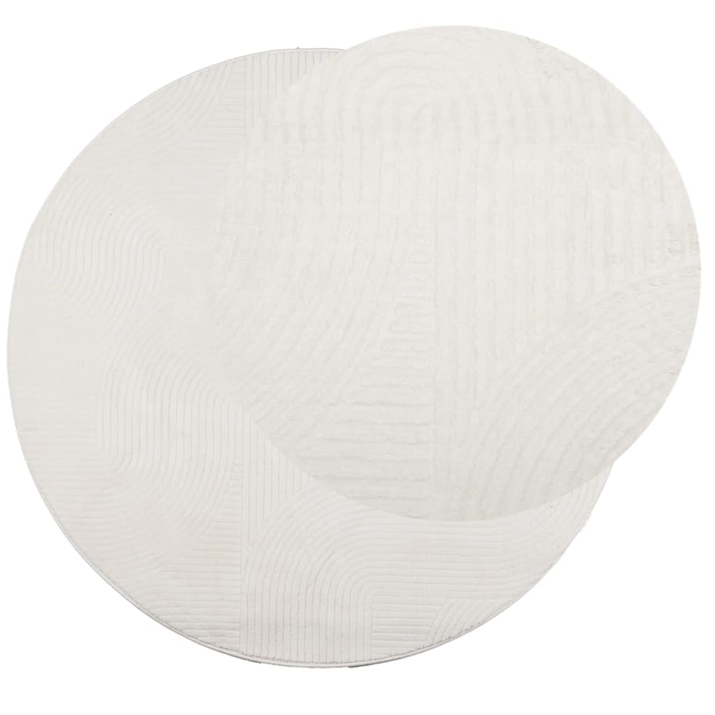 Tapete de pelo curto iza visual escandinavo ø 100 cm cor creme