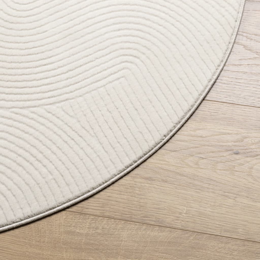 Tapete de pelo curto iza visual escandinavo ø 100 cm cor creme