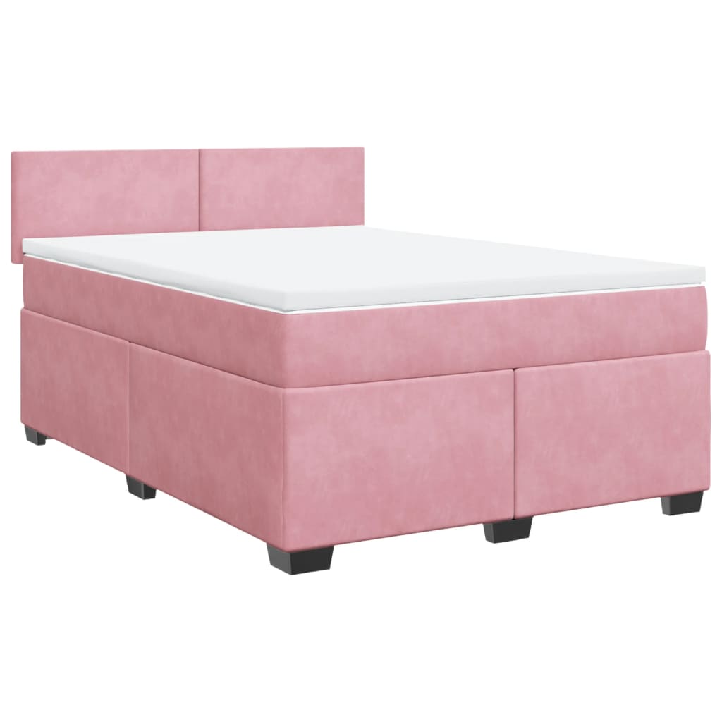 Cama com molas/colchão 160x200 cm veludo rosa