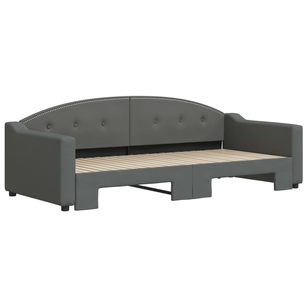 Sofá-cama com gavetão 90x200 cm tecido cinzento-escuro