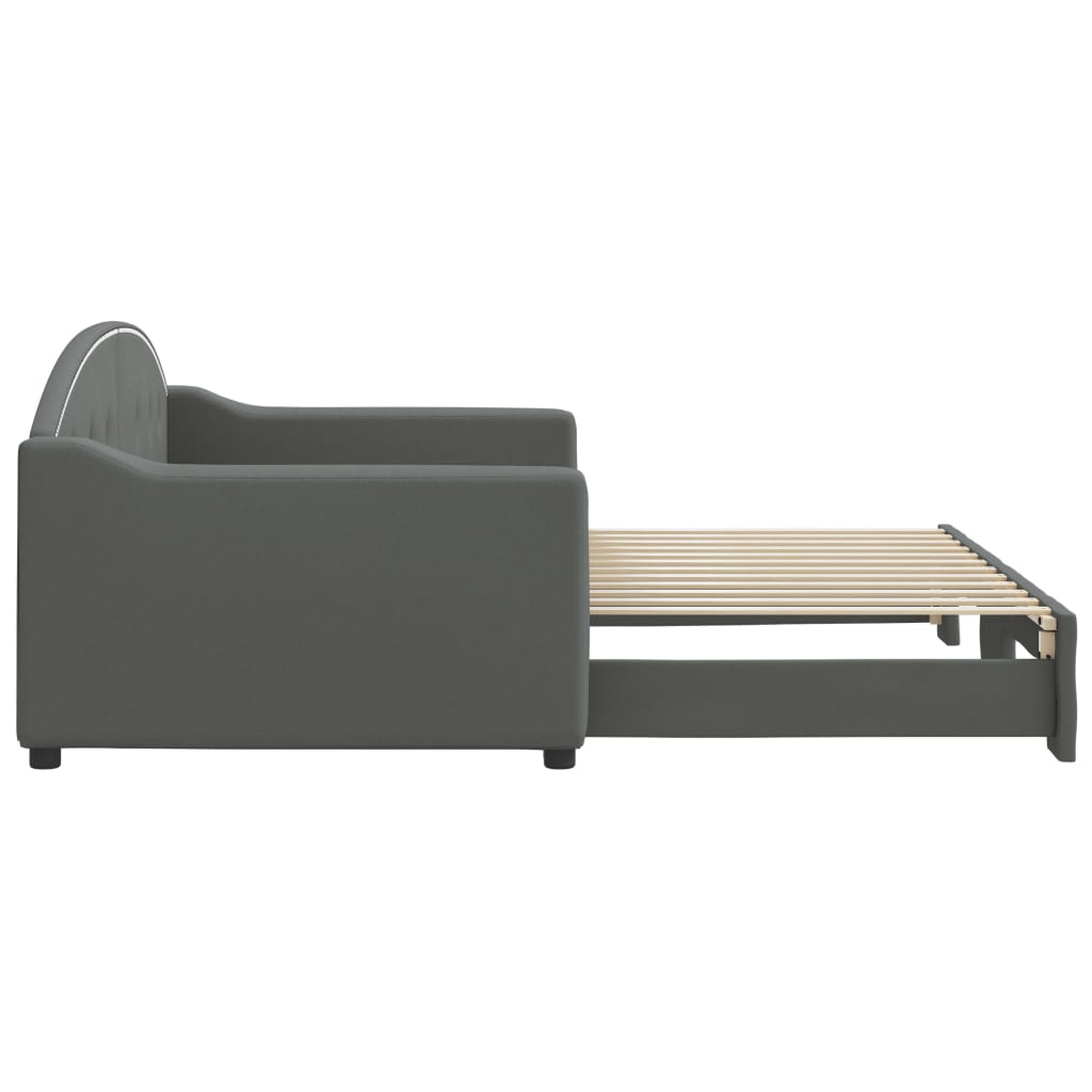 Sofá-cama com gavetão 90x200 cm tecido cinzento-escuro