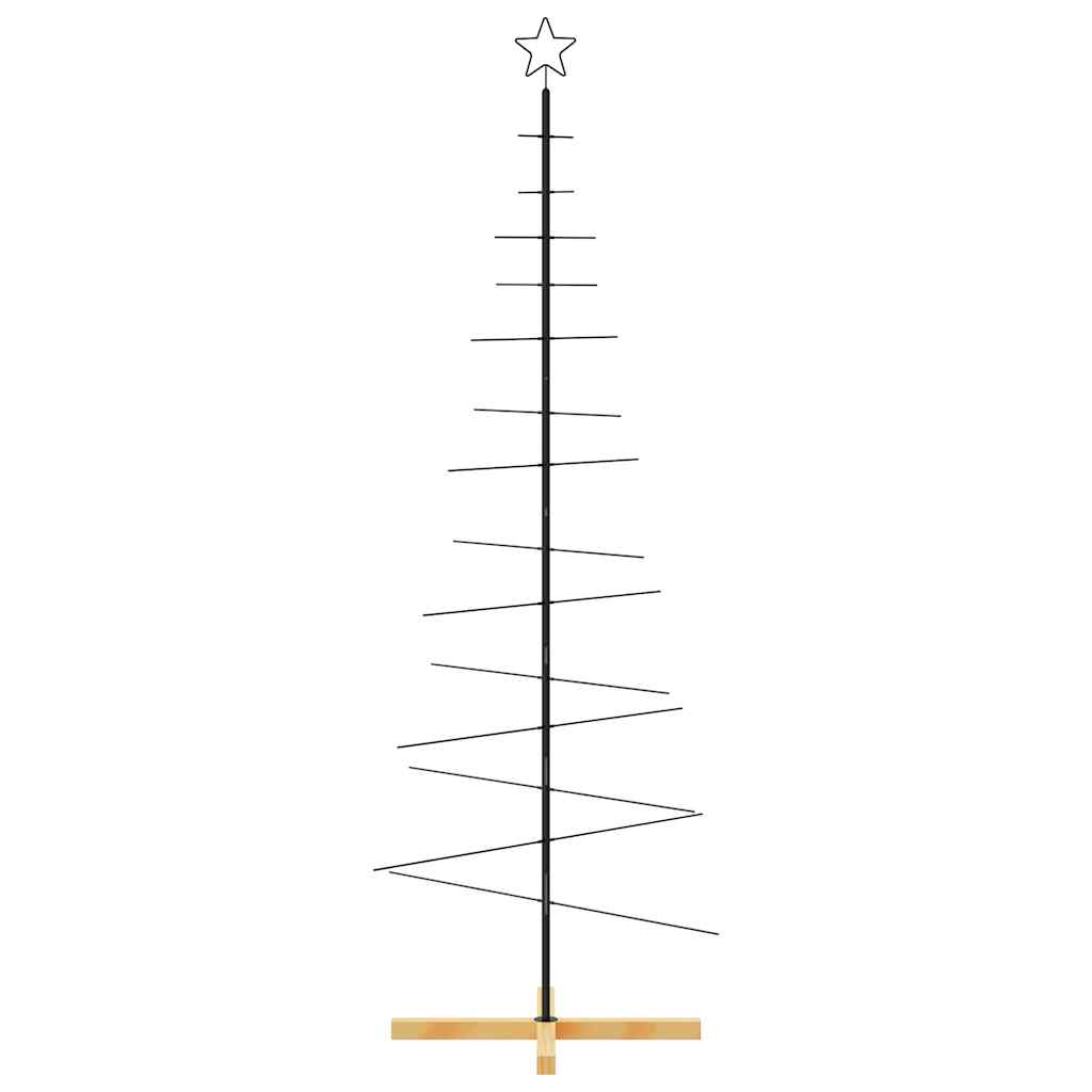 Árvore de natal de metal com base em madeira 180 cm preto