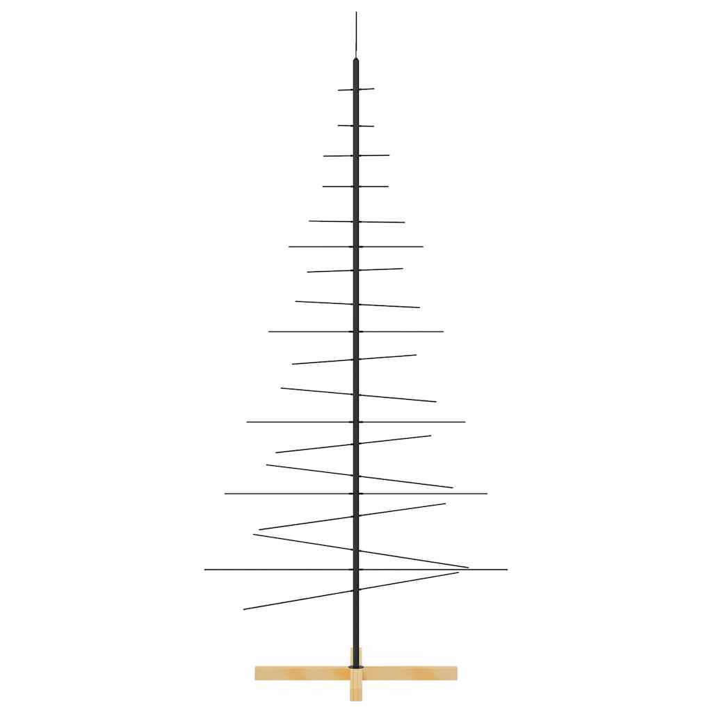 Árvore de natal de metal com base em madeira 180 cm preto